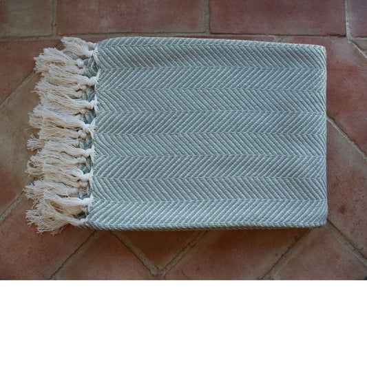 Couverture 100% coton zigzag à rayures  _ Vert