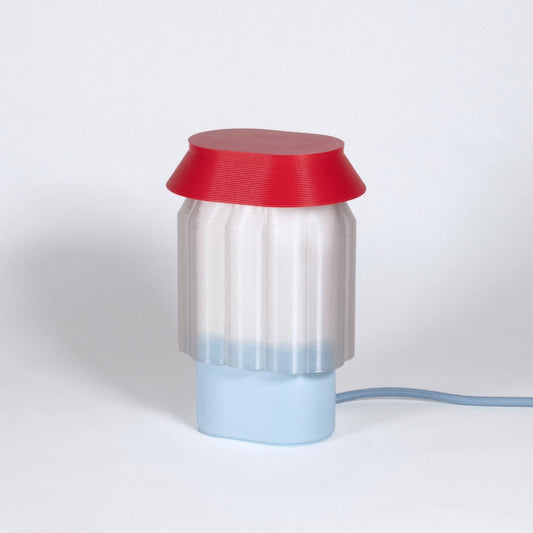 LAMPE NOUR -  bleu ciel/rouge