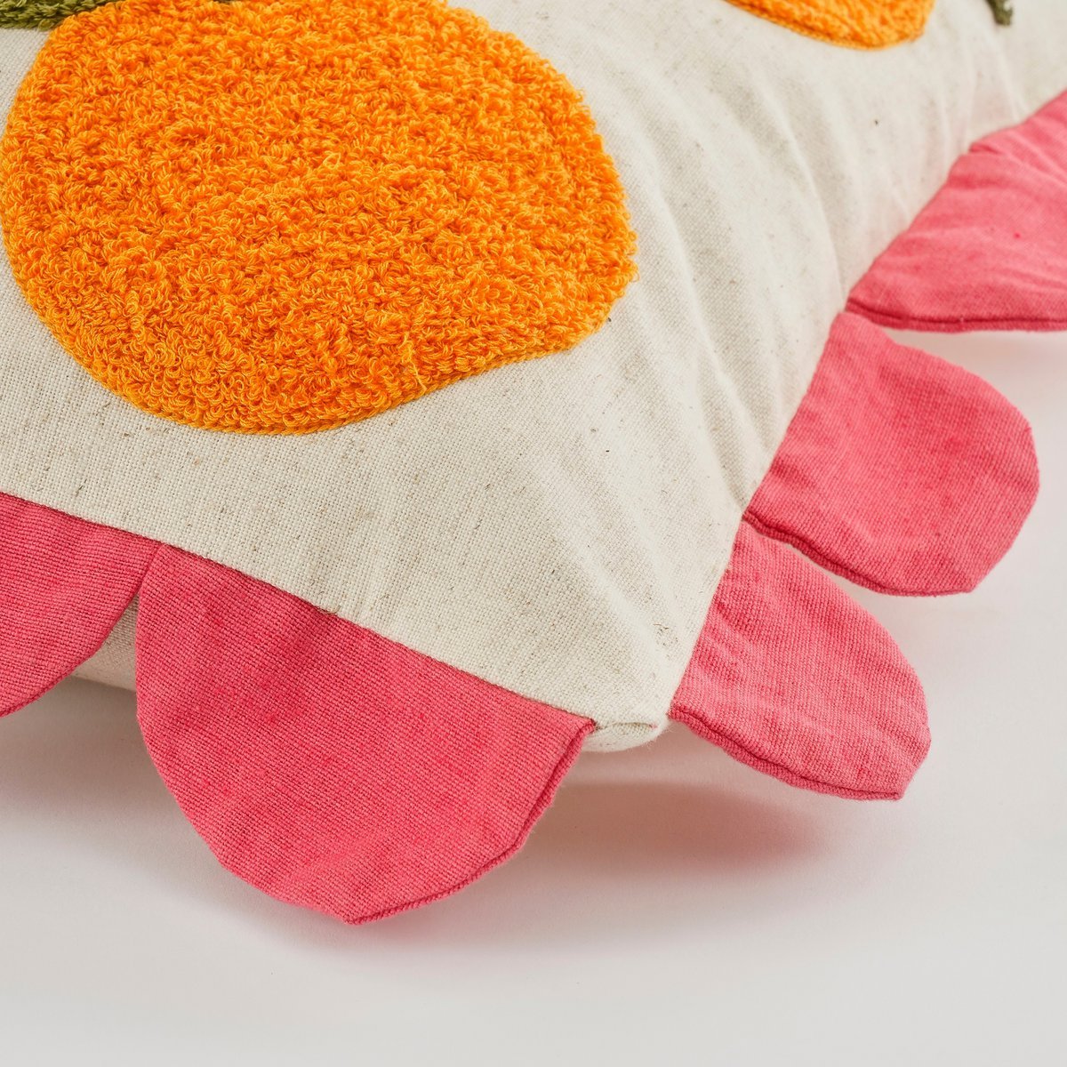 Oranges Coussin décoratif - L65 x B45 x H10 cm - Coton - Off-blanc, orange, rose