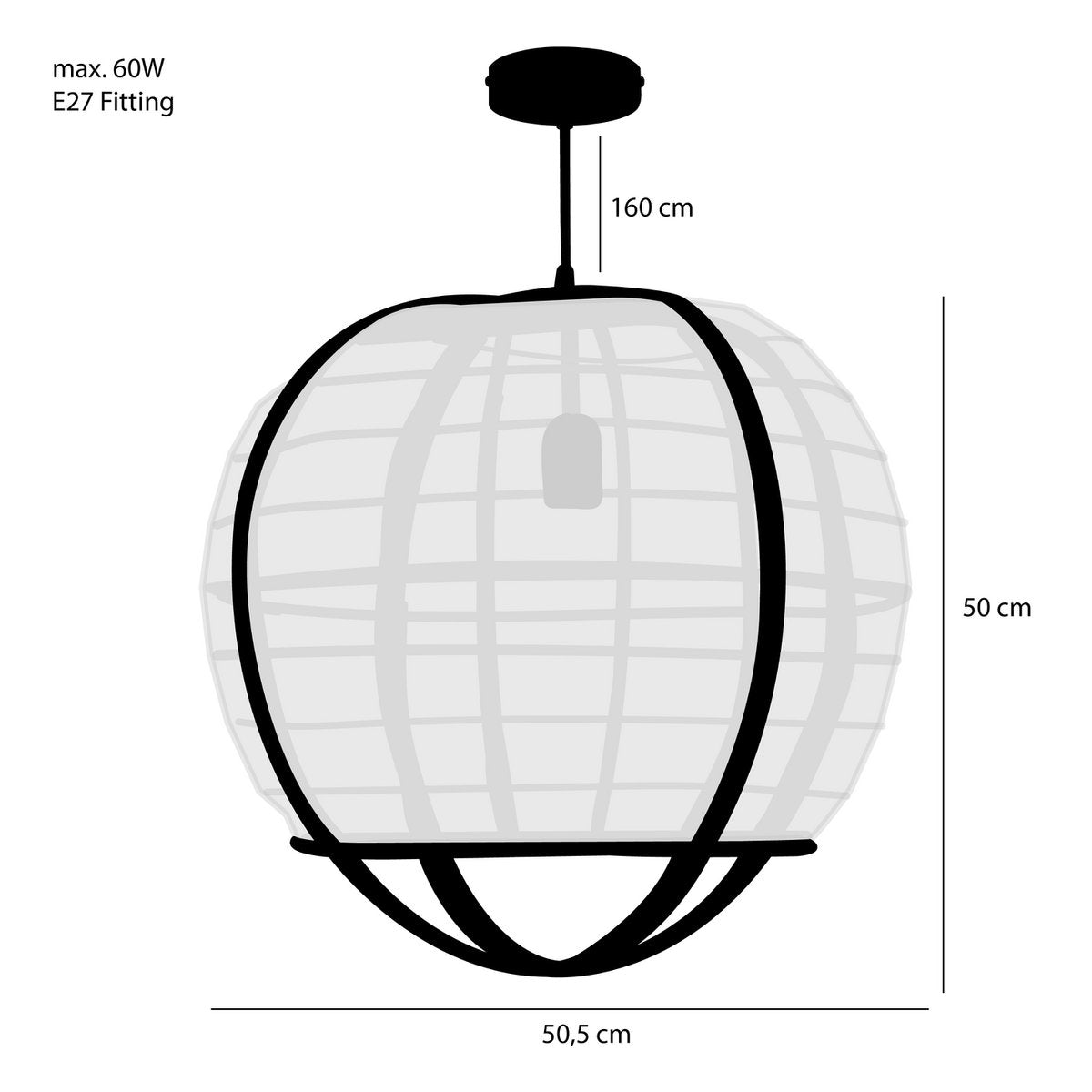 Lampe à Suspension Pella / H50 x Ø51 cm - Lin - Beige