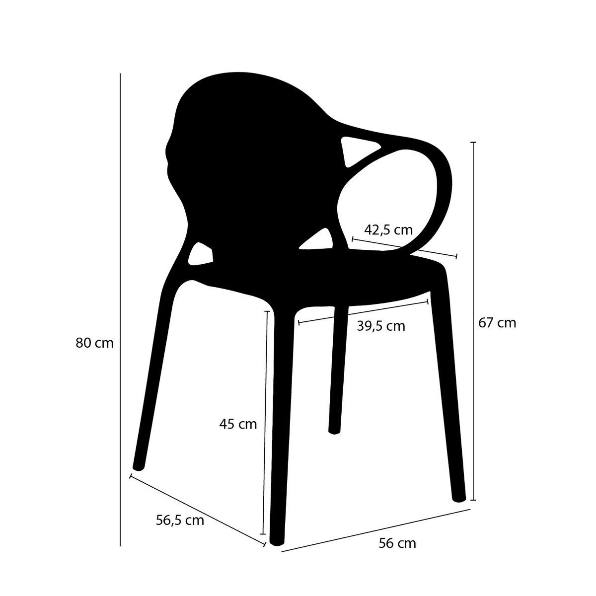 Chaise de jardin Nebraska - L56 x l57 x H80 cm - Polypropylène - Saumon