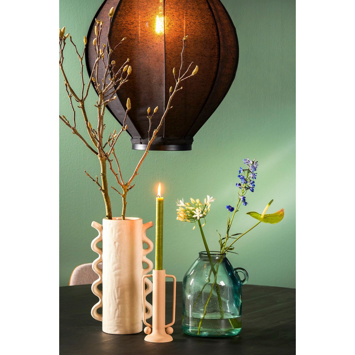 Vase Bouteille Sitia - H26 x Ø21 cm - Verre recyclé - Bleu Clair
