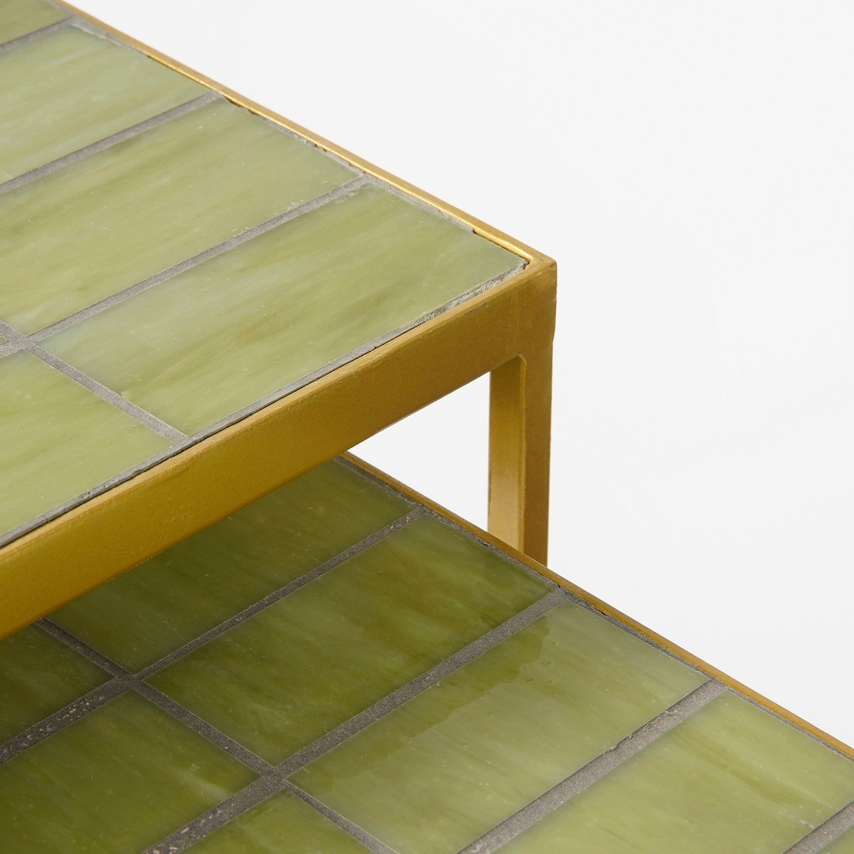 Table d'appoint d'extérieur - Lot de 2 - L38 x L38 x H48 cm - Métal - Vert