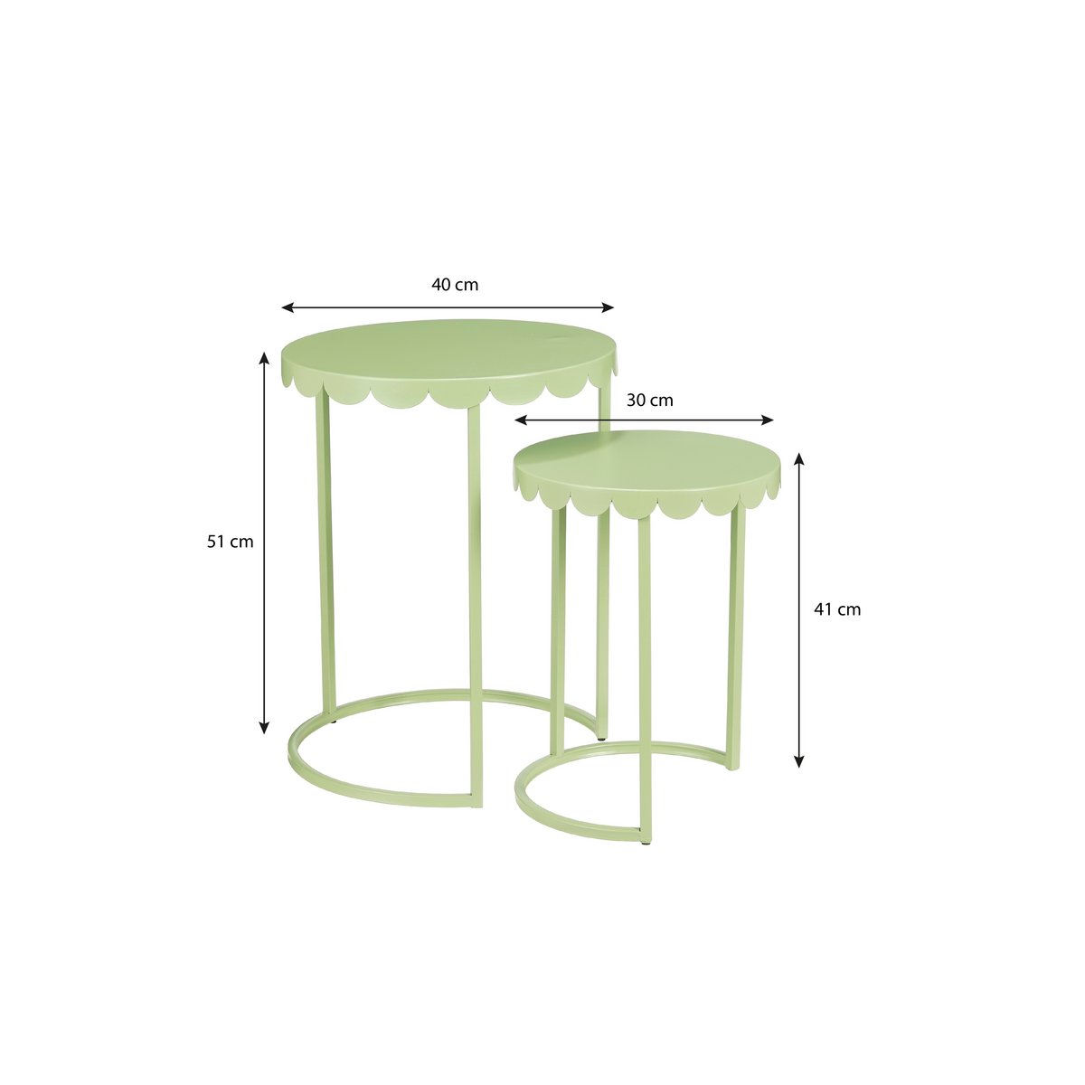 Table d'appoint Lara - Ensemble de 2 - H51 X Ø40 cm - Metal - Mintgroen