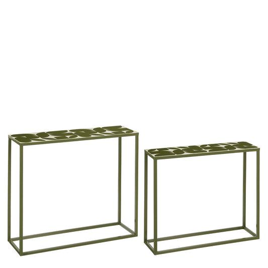 Table d'appoint Bologne à l'extérieur - Ensemble de 2 - L78 x B24 x H68 cm - Métal - vert