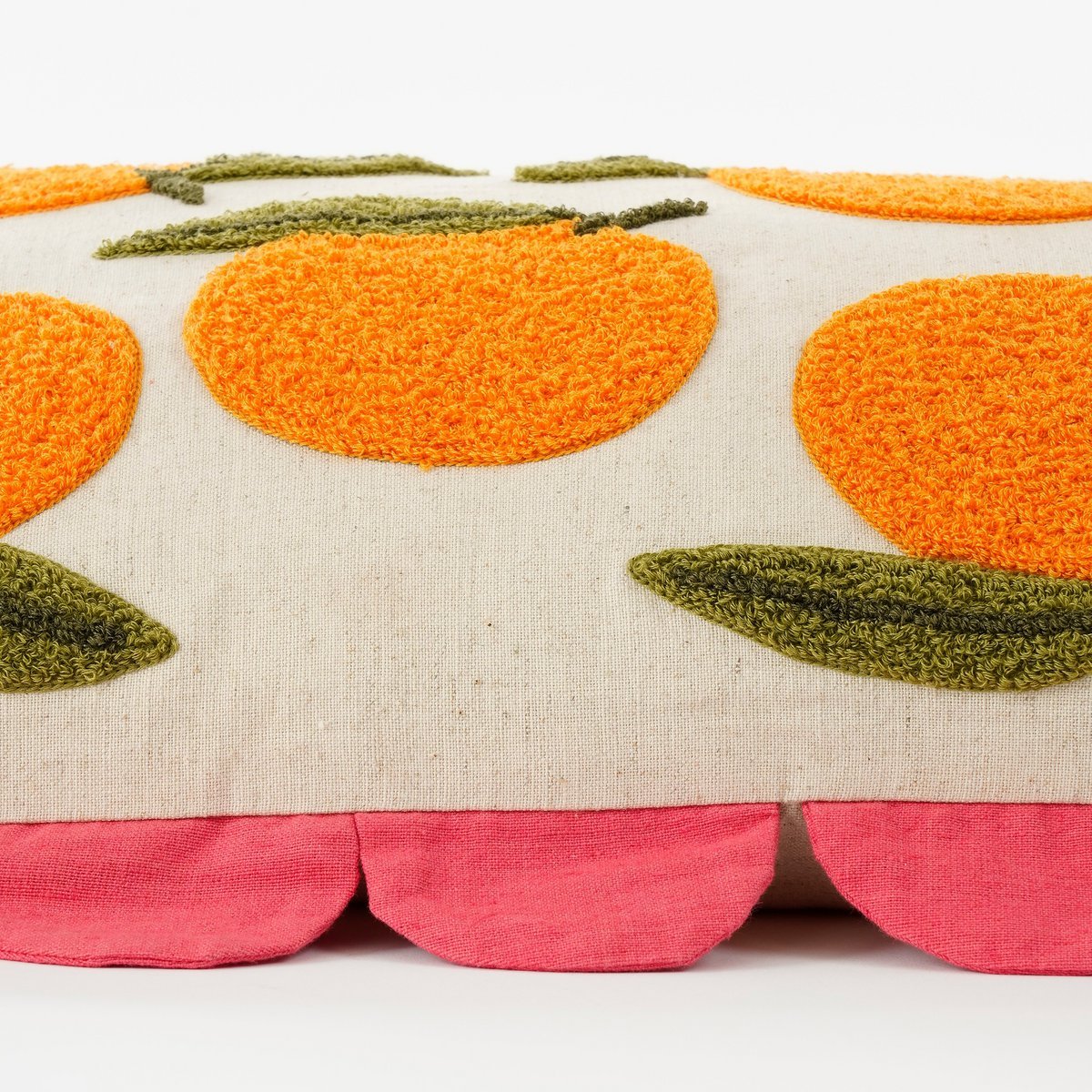 Oranges Coussin décoratif - L65 x B45 x H10 cm - Coton - Off-blanc, orange, rose