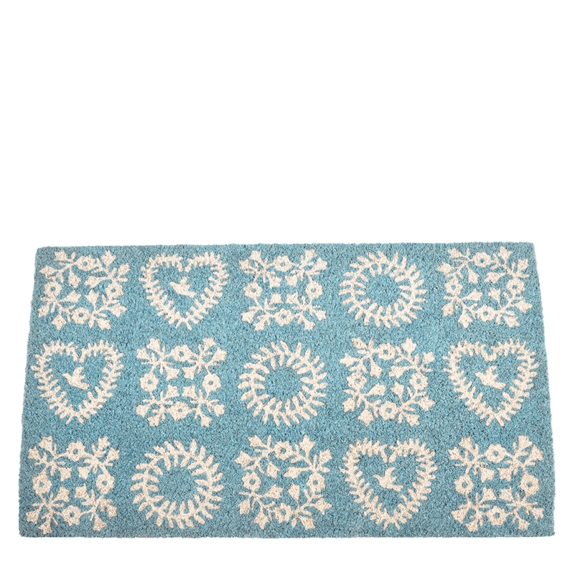 paillasson bleu à motifs blancs - rex london