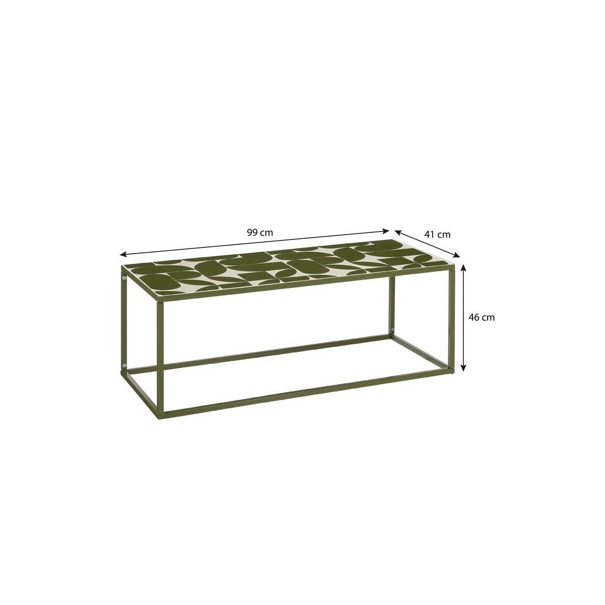 Table basse Bologne à l'extérieur - L99 x B41 x H46 cm - Métal - vert foncé