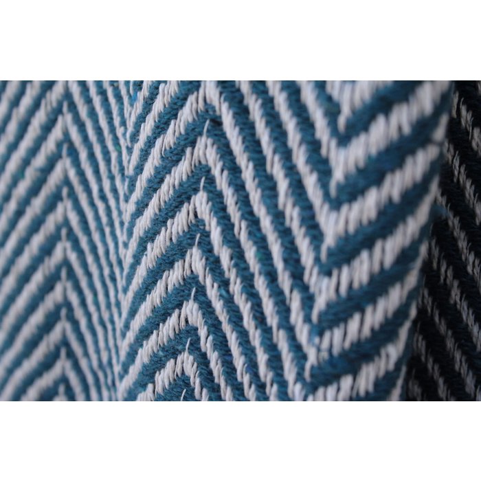 Couverture 100% coton zigzag à rayures  _ TURQUOISE