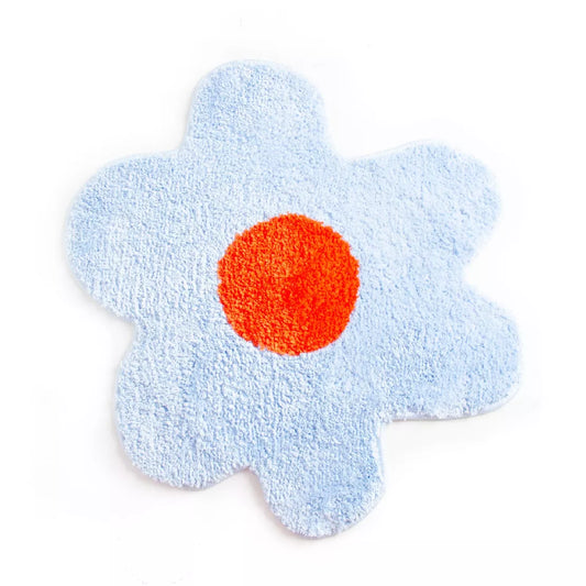 TAPIS DE BAIN FLEUR - BLEU CLAIR