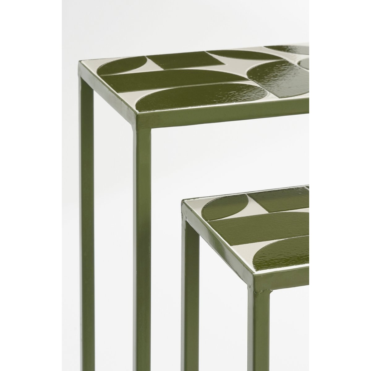 Table d'appoint Bologne à l'extérieur - Ensemble de 2 - L78 x B24 x H68 cm - Métal - vert