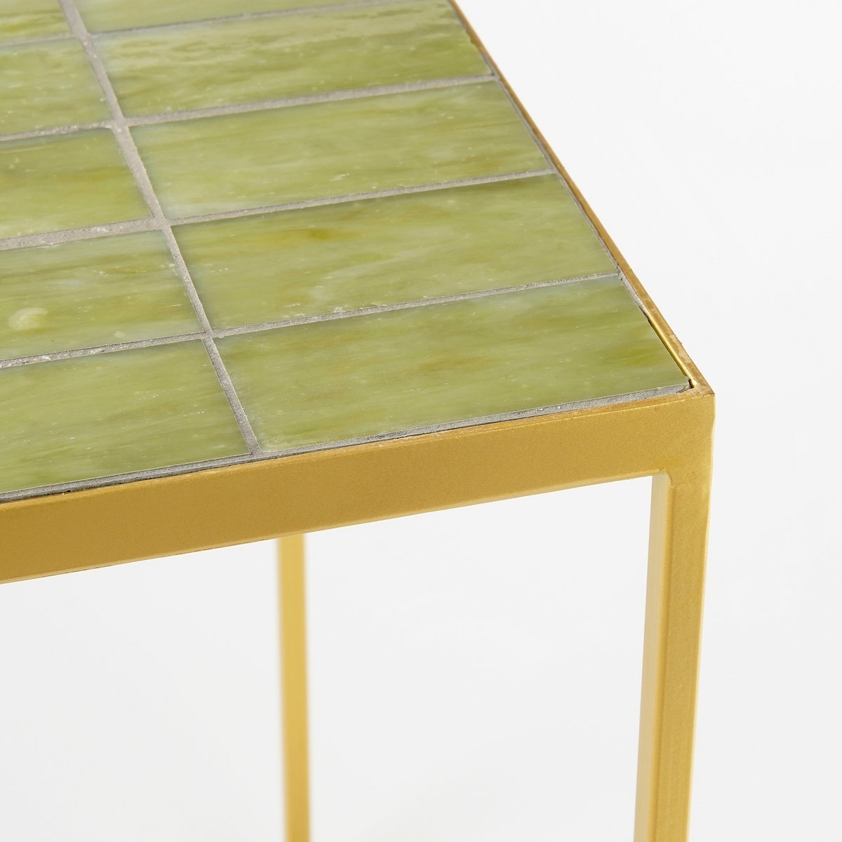 Table d'appoint d'extérieur - Lot de 2 - L38 x L38 x H48 cm - Métal - Vert