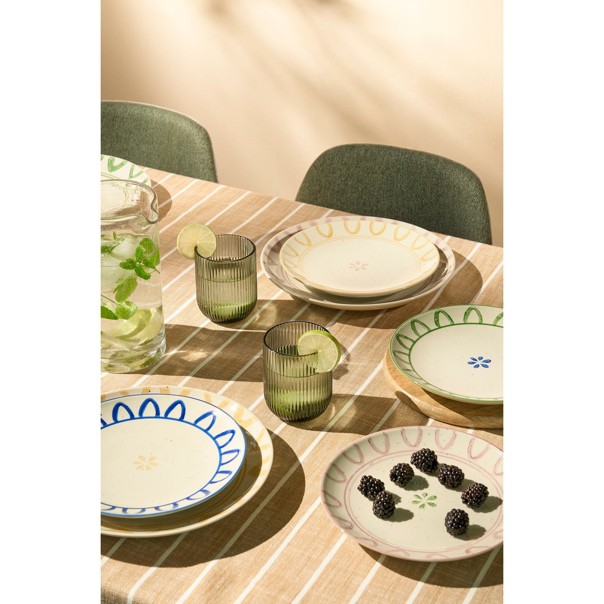 Clayton Breakfast Board - Ensemble de 4 - H3 X Ø21 - Goods en pierre - vert, bleu, jaune, lilas