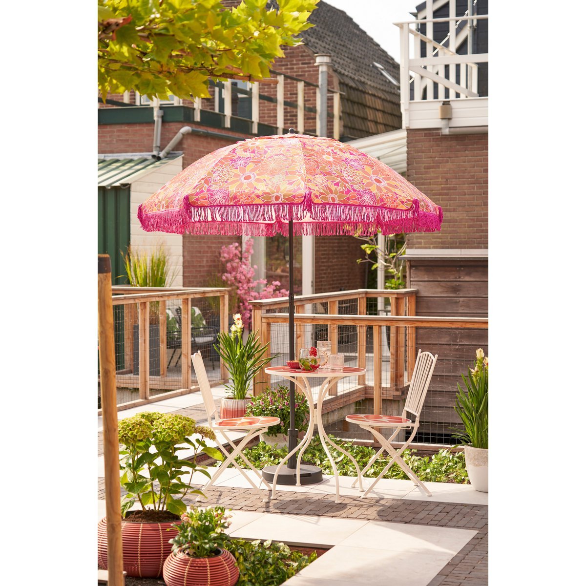 Parasol de fleurs - H238 x Ø220 cm - rose